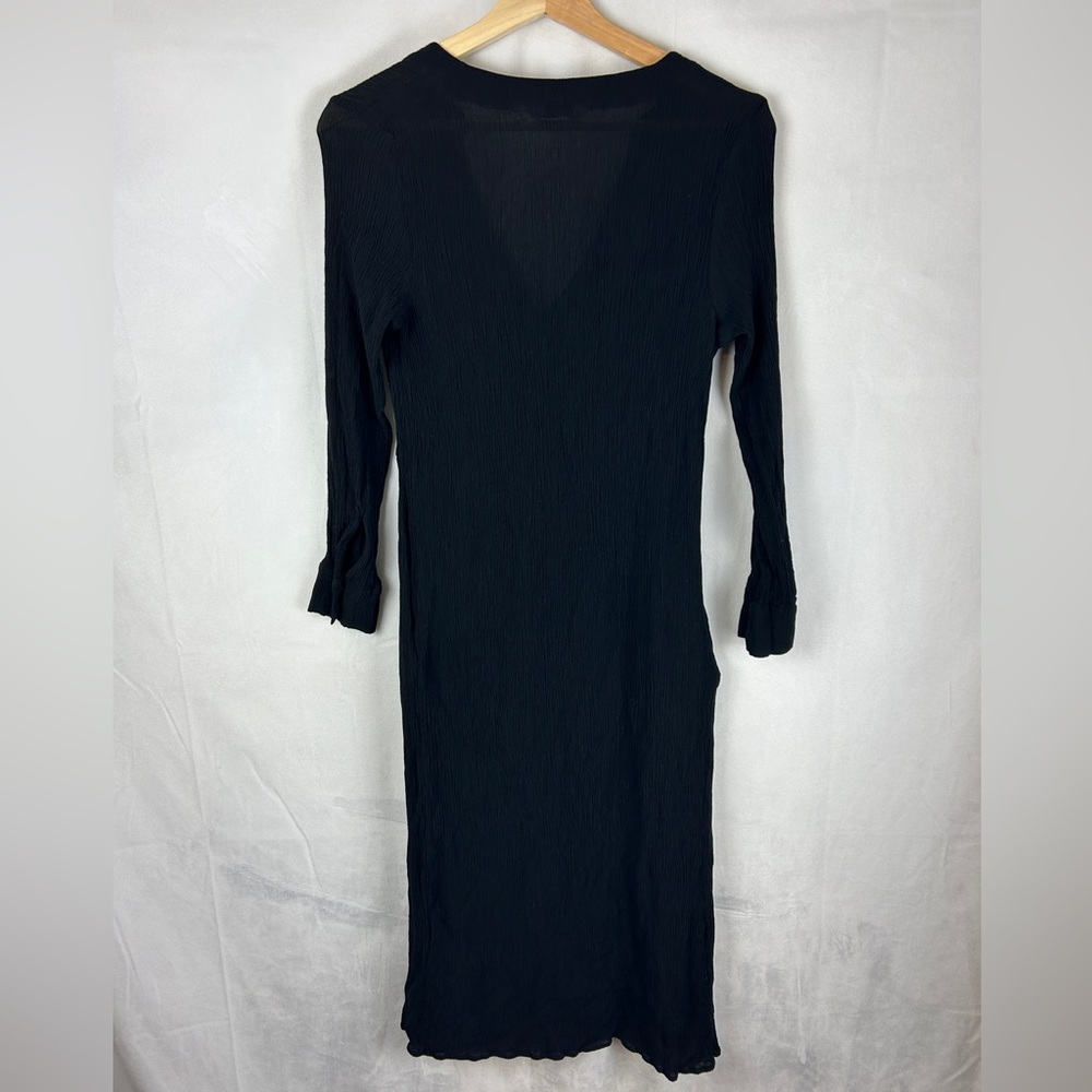 STOCKHOLM ATELIER x & OTHER STORIES Black Crepe Midi Dress Size 4 Slit V‎ Neck - Picture 3 of 3